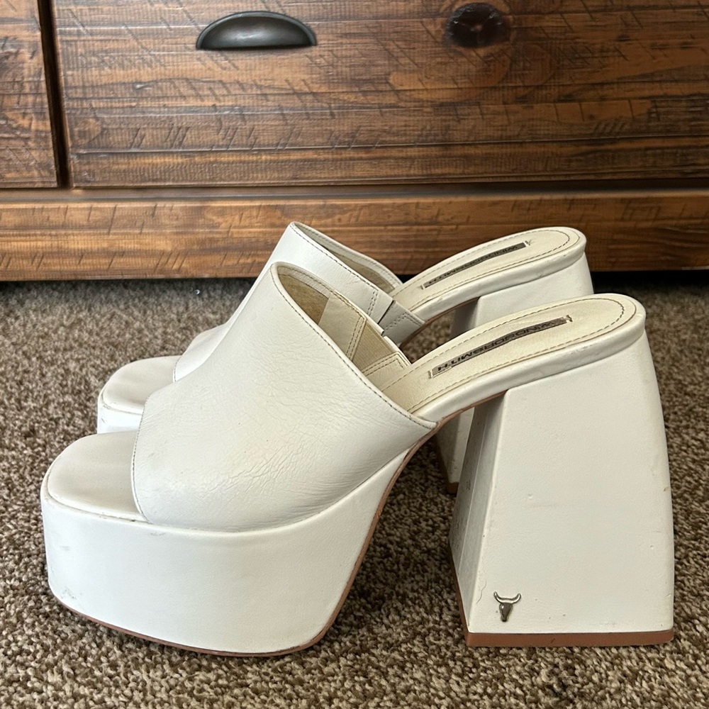 White Block Heels